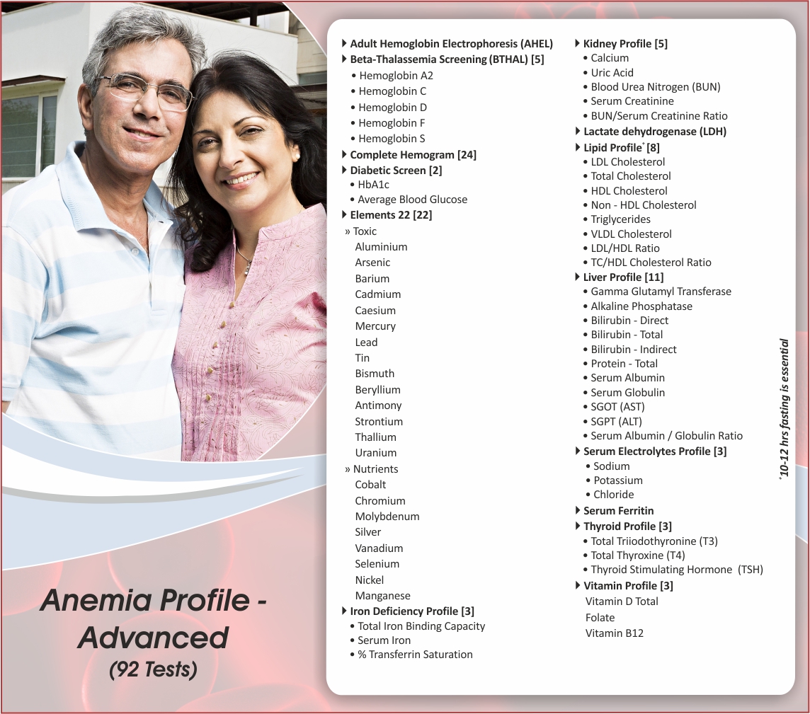 ANEMIA PROFILE - ADVANCED in Hyderabad @₹3000 Only | FREE Home Collection | 92 Tests